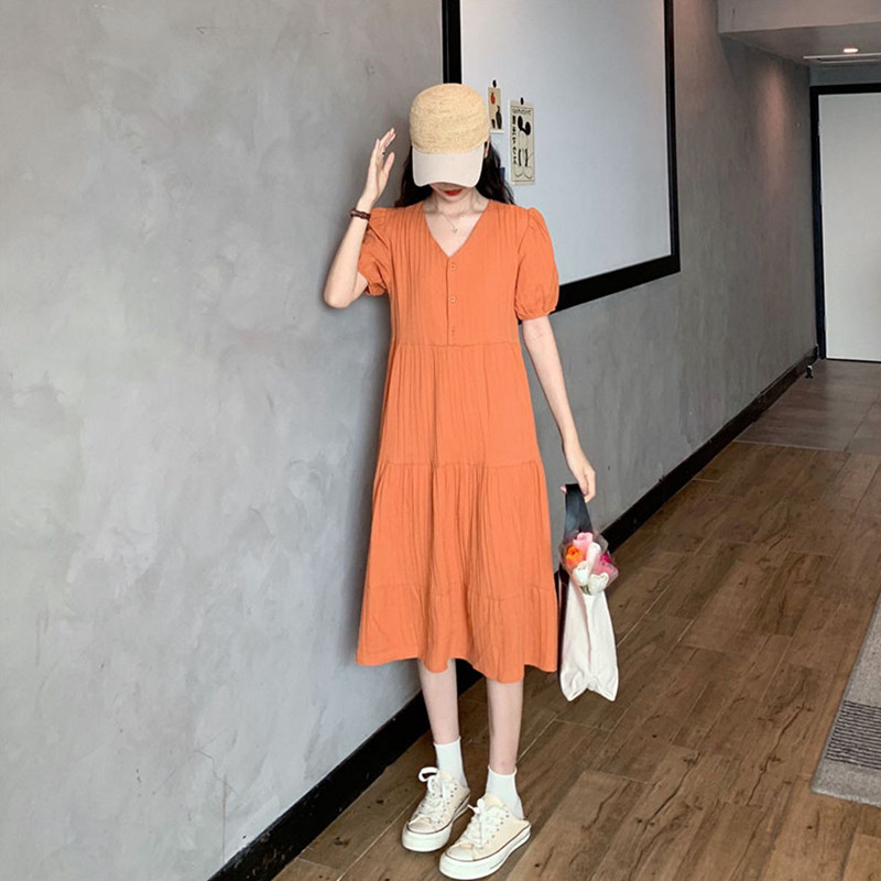 2023. gada modes grūtnieču vasaras ar V veida kakla izgriezumu, brīvas liela izmēra kleitas vienkrāsainas grūtnieces kleitas ar augstu vidukli, brīvas drēbes