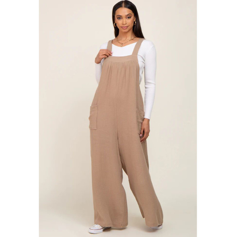 Brīvi Grūtnieču Bib Bib Bikses Bikses Ikdienas Sieviešu Augsts Viduklis Platas Kājas Viengabala Romper Kombinezons Lenks Kombinezons Ielas apģērbs