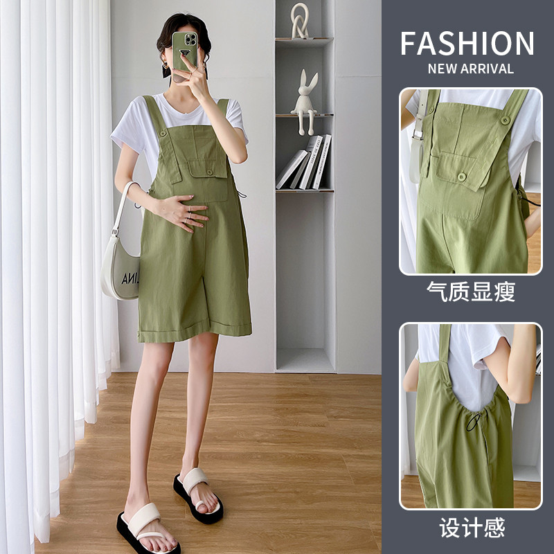 Salopete de maternitate de vară, mărimi mari, cu buzunar, cu șnur, salopete pentru femei însărcinate, salopete largi, picioare largi, verde