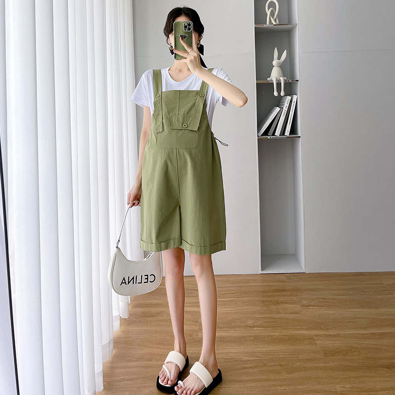 Salopete de maternitate de vară, mărimi mari, cu buzunar, cu șnur, salopete pentru femei însărcinate, salopete largi, picioare largi, verde