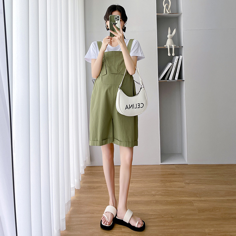 Salopete de maternitate de vară, mărimi mari, cu buzunar, cu șnur, salopete pentru femei însărcinate, salopete largi, picioare largi, verde