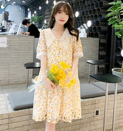 Slatke čipkaste male svježe trudničke haljine za trudnice Odjeća Nova ljetna trudnička haljina kratkih rukava Odjeća za trudnice