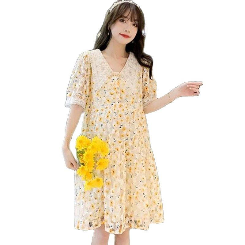 Slatke čipkaste male svježe trudničke haljine za trudnice Odjeća Nova ljetna trudnička haljina kratkih rukava Odjeća za trudnice