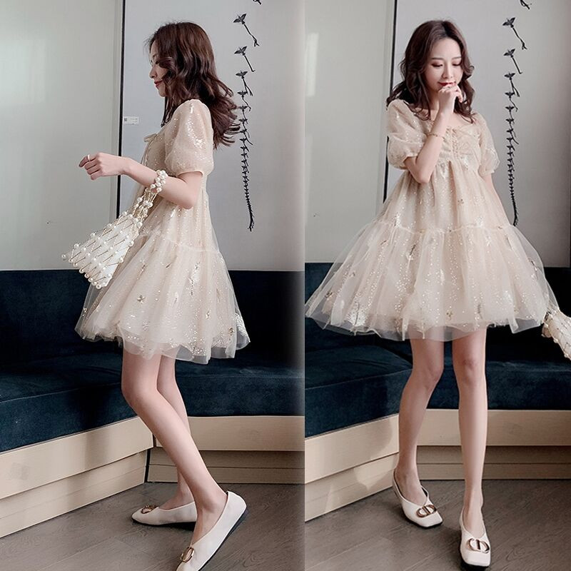 Rasedate suveriided Magusad lühikeste varrukatega pingutusnööriga plisseeritud õlgadeta kleit rasedatele naistele võrkkleit ballikleidid