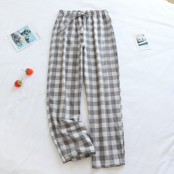 Изпрани плетени памучни карирани летни долнища за сън Любовници на жени 100% памук семпла пижама домашни панталони ежедневни панталони за сън мъже