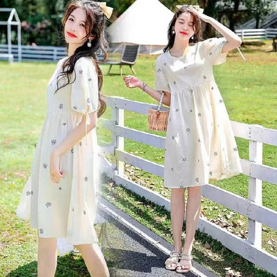 Rasedate naiste suvine lillemustriga kleit, välimine ülikond, õhuke suvekleit, kõrgekvaliteedilised rasedariided