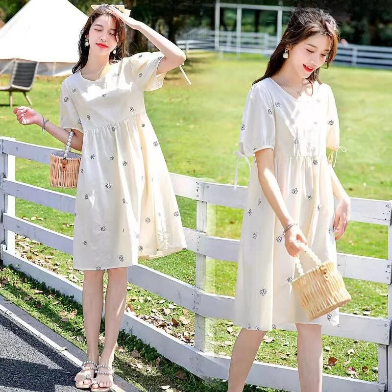 Rasedate naiste suvine lillemustriga kleit, välimine ülikond, õhuke suvekleit, kõrgekvaliteedilised rasedariided