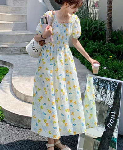 Liela izmēra grūtniecei ziedu kleita, izstiepta ar augstu jostasvietu Modes apdruka Grūtnieču pludmales kleita, brīva grūtniecības apģērbi brīvdienām