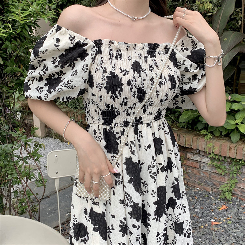 Liela izmēra grūtniecei ziedu kleita, izstiepta ar augstu jostasvietu Modes apdruka Grūtnieču pludmales kleita, brīva grūtniecības apģērbi brīvdienām