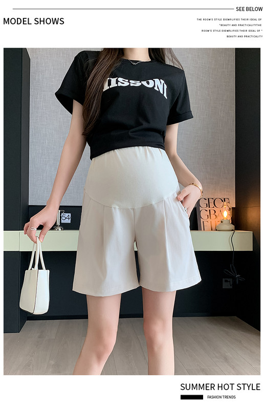 Έγκυες Καλοκαιρινό λεπτό σορτς Παντελόνι με φαρδύ πόδι Άνετο βαμβακερό παντελόνι εγκυμοσύνης Ψηλόμεσο χαλαρό λινό σορτς