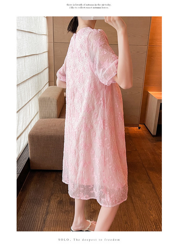 Jaapani stiilis rasedate pitskleit lühikeste varrukatega, pärlitega krae, armas raseda A-kujuline kleit, avar moodne raseduskleit