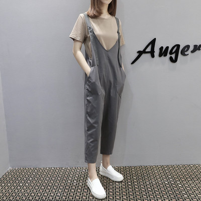 2023 Sets T-shirt + Jumpsuit Maternity Clothes For Pregnant Women Loose Pregnancy Pants Short sleeve  Clothing Trousers