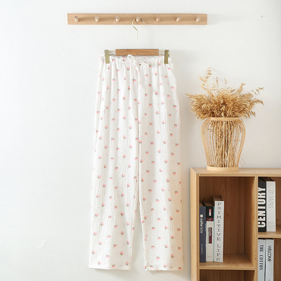 2024. gada jaunas sieviešu pavasara/vasaras bikses ar 100% kokvilnas kreppa apdruku guļamveļa brīvas mājas bikses ikdienas bikses, pidžamas bikses sievietēm