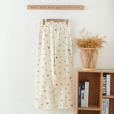 2024. gada jaunas sieviešu pavasara/vasaras bikses ar 100% kokvilnas kreppa apdruku guļamveļa brīvas mājas bikses ikdienas bikses, pidžamas bikses sievietēm