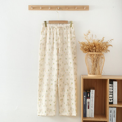 2024. gada jaunas sieviešu pavasara/vasaras bikses ar 100% kokvilnas kreppa apdruku guļamveļa brīvas mājas bikses ikdienas bikses, pidžamas bikses sievietēm