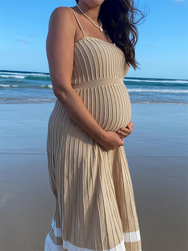 Tossy hát nélküli bordás maxi ruha nőknek Nyári Új Ünnepi Party Stretch Magas derekú Bodycon Kismamaruhák Kötött napruha