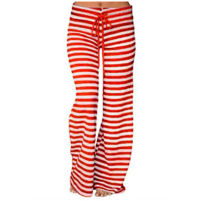 Pizsama női nadrág húzózsinór hosszú otthoni alvás alsó nadrág puha alkalmi csíkos nagy méret