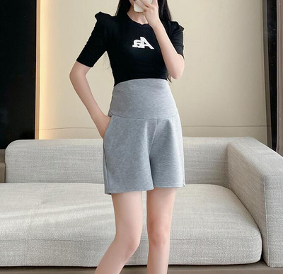 M-3XL Grūtnieču vasaras vēderšorti vienkrāsains ar augstu vidukli, brīvs ikdienas grūtniecēm Sporta šorti sānu kabatas sieviešu zābaku griezums