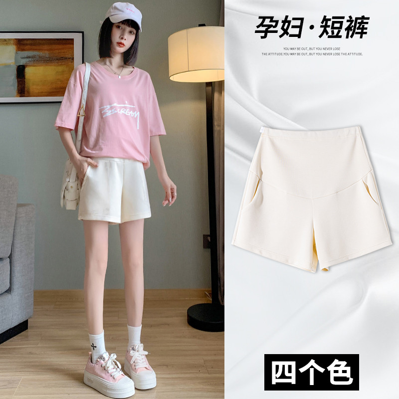M-3XL Grūtnieču vasaras vēderšorti vienkrāsains ar augstu vidukli, brīvs ikdienas grūtniecēm Sporta šorti sānu kabatas sieviešu zābaku griezums