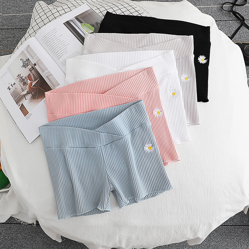 2024 Καλοκαίρι Έγκυες Σορτς κοιλιάς Εγκυμοσύνη Χαμηλόμεση Φαρδιά αθλητικά παντελόνια Κέντημα μόδας Σορτς εγκυμοσύνης