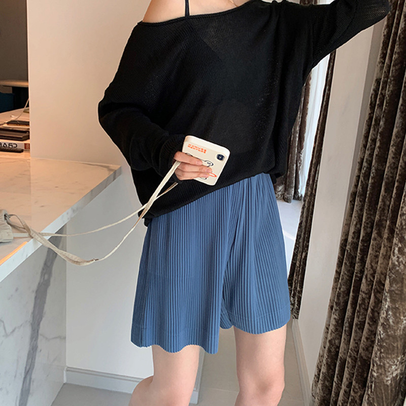 506# Vasaras ikdienišķas plānas krokas grūtnieču šorti ar platām kājām, vaļīgi elastīgu jostasvietu vēdera drēbes grūtniecēm Grūtniecība