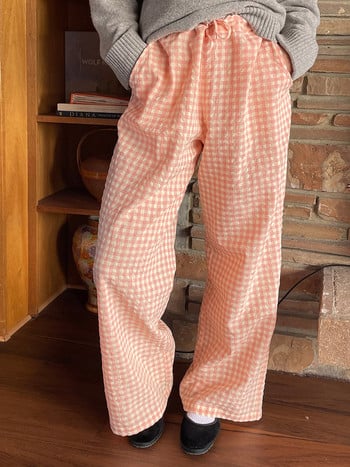 Casual Sleepwear Γυναικεία Sleep Bottoms Πυτζάμες Γυναικεία φαρδιά παντελόνια Loose ελαστικό καρό παντελόνι με τσέπες Homewear