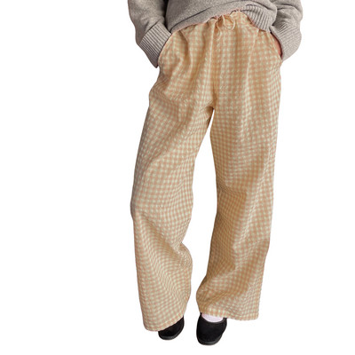 Ikdienas guļamveļa Sieviešu guļamveļa pidžamas Sieviešu platas bikses Brīvas elastīgas rūtainas bikses ar kabatām mājas apģērbs