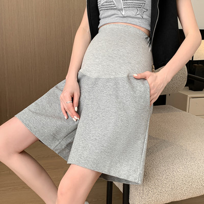 2024. gada vasaras grūtnieču pusbikses, platas kājas brīvas taisnas elastīgas jostasvietas vēderšorti Apģērbi grūtniecēm ikdienišķa grūtniecība