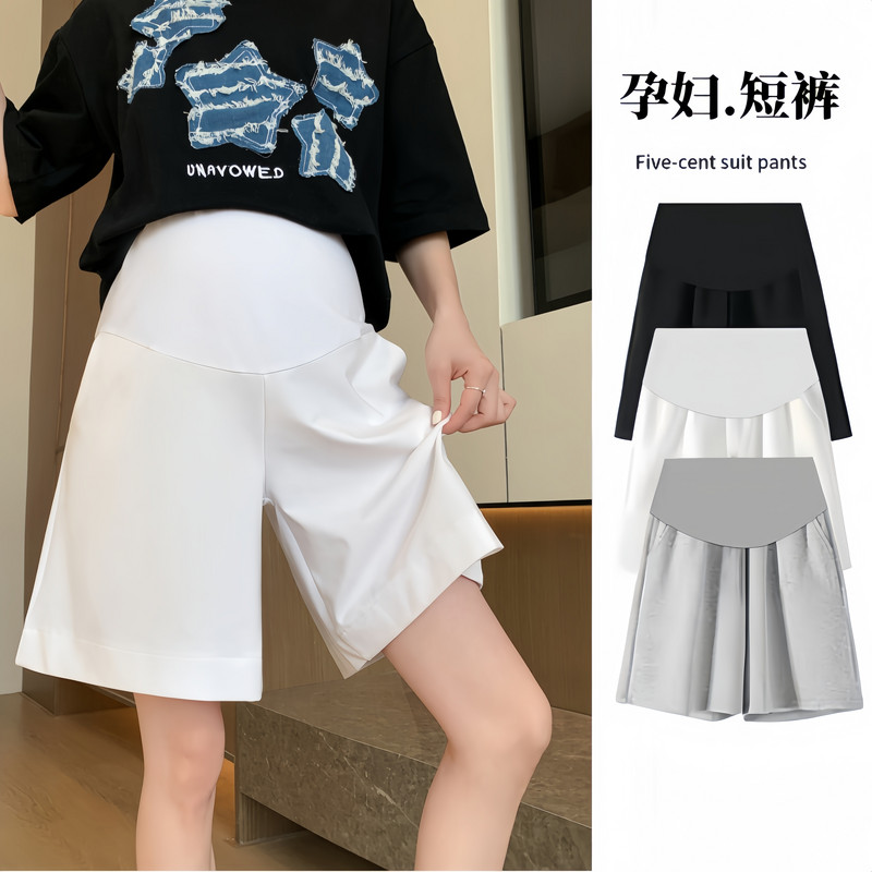 2024. gada vasaras grūtnieču pusbikses, platas kājas brīvas taisnas elastīgas jostasvietas vēderšorti Apģērbi grūtniecēm ikdienišķa grūtniecība