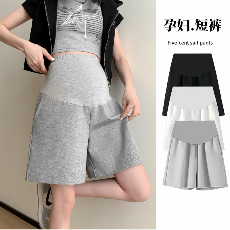 2024. gada vasaras grūtnieču pusbikses, platas kājas brīvas taisnas elastīgas jostasvietas vēderšorti Apģērbi grūtniecēm ikdienišķa grūtniecība