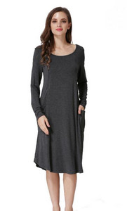 Pavasara rudens grūtnieču kleita ar garām piedurknēm Lactancia zīdīšanas kleita grūtniecēm Apģērbs Ikdienas brīvas kleitas