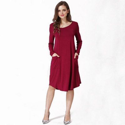 Pavasara rudens grūtnieču kleita ar garām piedurknēm Lactancia zīdīšanas kleita grūtniecēm Apģērbs Ikdienas brīvas kleitas