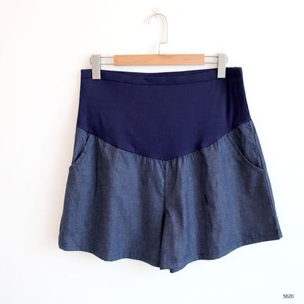 Nyári divat terhes női farmer rövidnadrág Női bő hasú nadrág Sötétkék kismama rövid farmernadrág Alkalmi terhességi nadrág