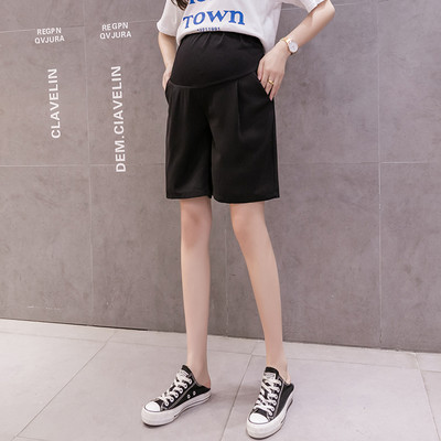 Καλοκαίρι έγκυες Ice Silk Φαρδύ παντελόνι με φαρδύ πόδι μονόχρωμο ίσιο παντελόνι ψηλόμεσο σορτς γόνατο εγκυμοσύνης Χονδρική