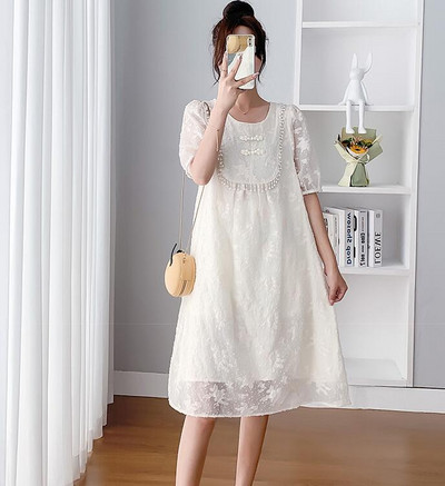 Suvine rasedate Dobby kleit lühikeste varrukatega O-kaelusega vintage hiina stiilis rasedale naisele Cheongsami elegantne Chi-pao kleit rasedusele