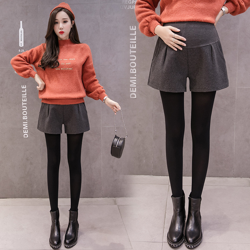 M-3XL Terhes női rövidnadrág őszi felsőruházathoz Divat széles szárú nagy nadrágok kismama gyapjú nadrágok rövid csizmák