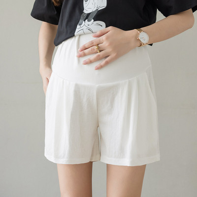 Suvised vabaaja puuvillased rasedate lühikesed püksid lahtised elastsed vöökohaga kõhuga riided rasedatele naistele rasedatele poolpükste taskud