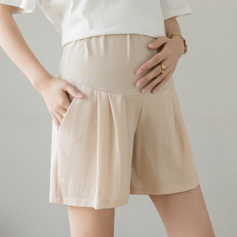 Suvised vabaaja puuvillased rasedate lühikesed püksid lahtised elastsed vöökohaga kõhuga riided rasedatele naistele rasedatele poolpükste taskud