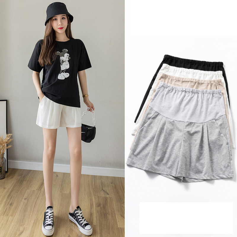 Suvised vabaaja puuvillased rasedate lühikesed püksid lahtised elastsed vöökohaga kõhuga riided rasedatele naistele rasedatele poolpükste taskud