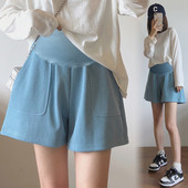 Jó minőségű kismama nyári rövid nadrág zsebekkel, laza alkalmi terhes nők hasa rövidnadrág Candy színű terhes rövidnadrág