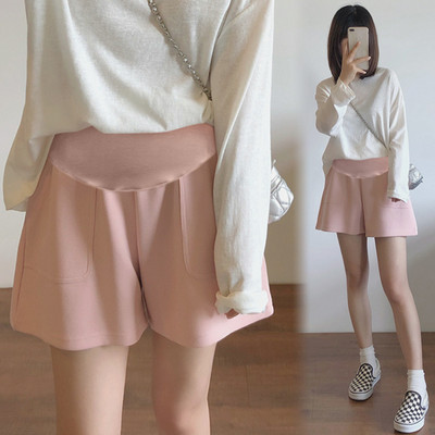 Jó minőségű kismama nyári rövid nadrág zsebekkel, laza alkalmi terhes nők hasa rövidnadrág Candy színű terhes rövidnadrág