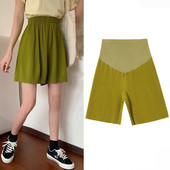 Jauni vasaras kroku šorti grūtniecēm ar augstu vidukli, vēderu platām kājām, brīvas drēbes grūtniecēm grūtniecības laikā, mājas apģērbs