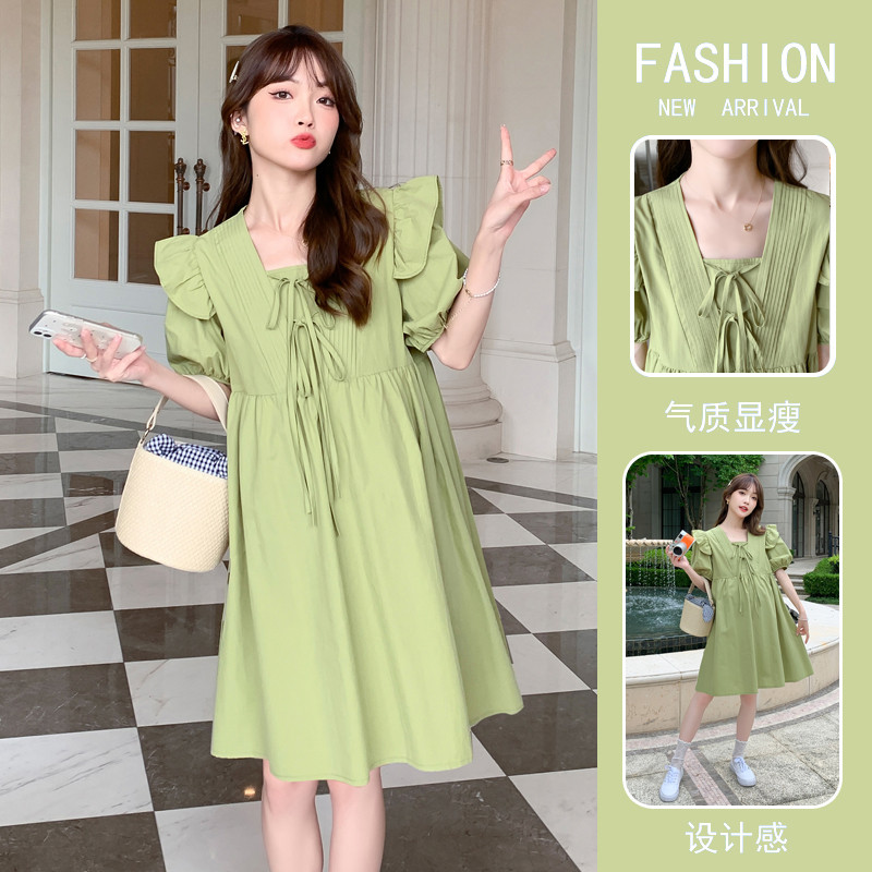 Sweet Bowknot kandilise kraega suvine rasedate kleit, punnis varrukatega rasedale naisele, A-joonega kleit, ühevärvilised raseduskleidid