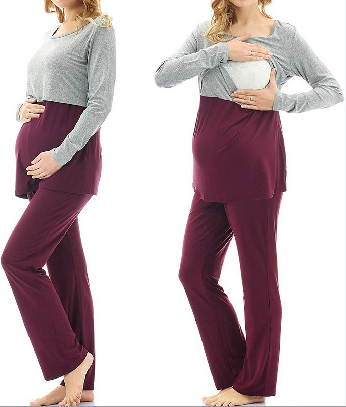 Odjeća za trudnice i dojilje Odijelo dugih rukava Pidžame za trudnice Odjeća za dojenje Kućna odjeća dugih rukava za trudnice