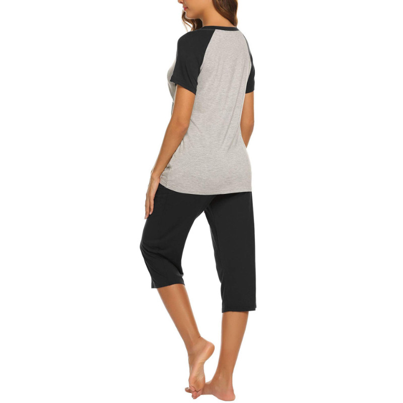 Set pijama cu mâneci scurte pentru alăptare Haine de maternitate Alăptare Travaliu Livrare Rochie Sarcină Lenjerie de dormit Maternitate Tricou Pantaloni