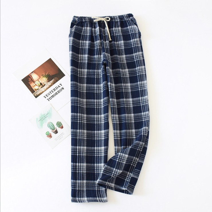 Lovers Ruudulised püksid Kahekihilised pidžaamad Puuvillane marli magamisriided Pidžaamad Meeste Hommikumantel Öörõivad Naiste Pidžaamad Koduriided