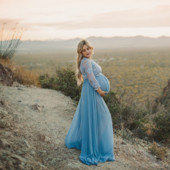 Ženska čipkasta spojena haljina s dugim rukavima za trudničko fotografiranje na prikolici za trudničku večer es