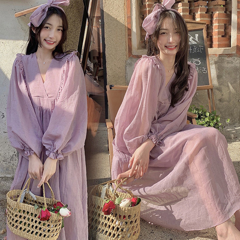 2024. gada pavasaris un vasara japāņu stila pasaku purpursarkana grūtnieču kleita ar augstu vidukli bez atzveltnes, leļļu kleitas, grūtniecēm