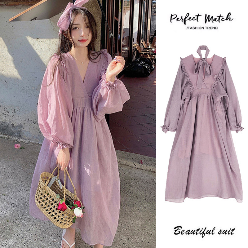 2024. gada pavasaris un vasara japāņu stila pasaku purpursarkana grūtnieču kleita ar augstu vidukli bez atzveltnes, leļļu kleitas, grūtniecēm