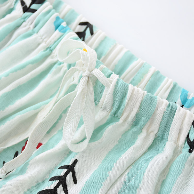 Női 100% pamut géz csíkos pizsama nadrág vékony hosszú nadrág alvó nadrág nyári szúnyogálló, légáteresztő laza nappali nadrág